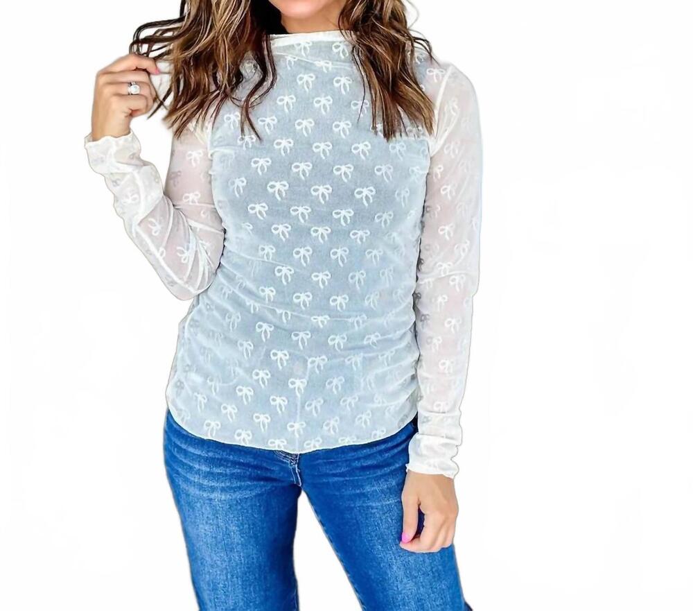 NEW DASH FORWARD bow lace layering long sleeve top in ivory